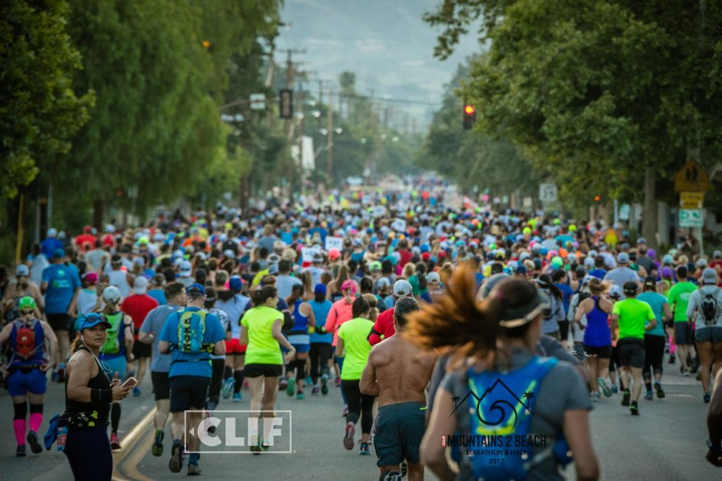 Mountains 2 Beach Marathon, Full Start, Ojai Marathon, crowd of runners